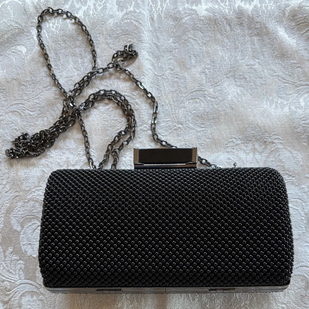 Black Beaded Clutch by Jessica McClintock
